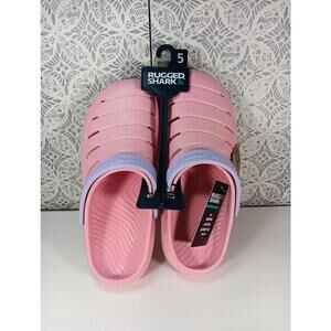 Rugged Shark Women's Pink/Purple Glittery Comfort EVA Clog Sandals Size 5 New